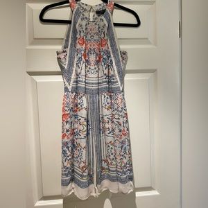 Bcbgmaxazria multicolored silk halter cocktail dress size 0